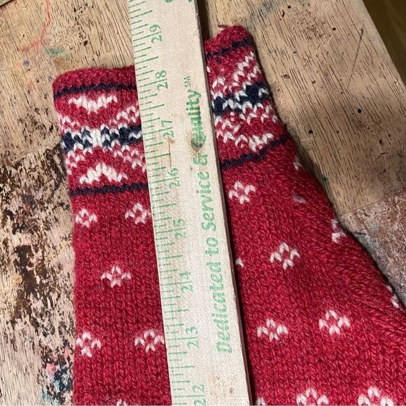 Vintage L.L Bean Women’s Ski Sweater Large Red Nordic Fair‎ Isle Wool Henley L - Picture 6 of 7